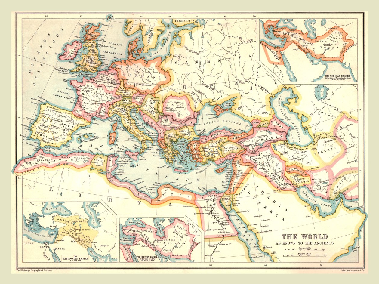 1902年的《古代世界地图》。 作者 不明