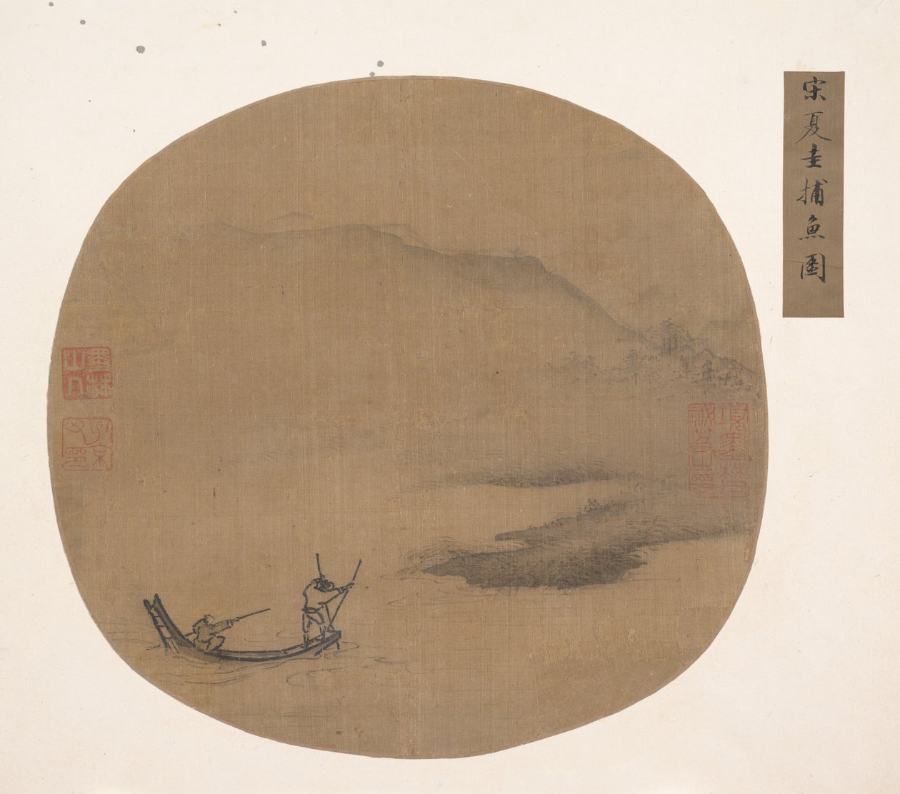 河流景观与船夫。 作者 不明