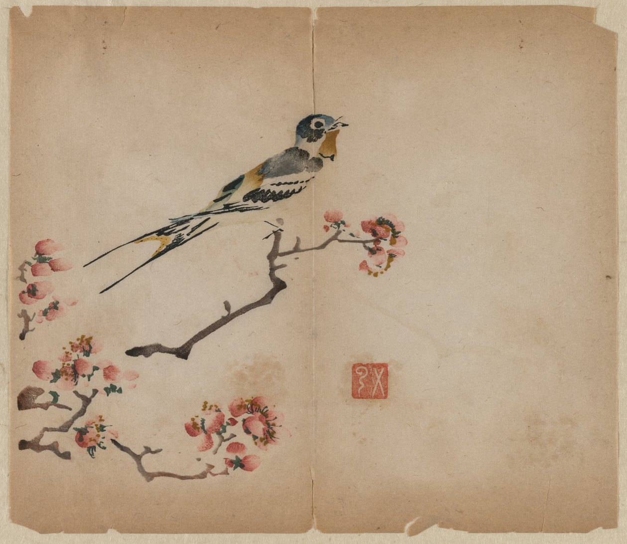 吞下桃子开花树枝，1368-1644年。 作者 不明