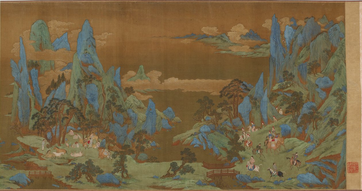 春天的山里的旅行者，16-17世纪。 作者 不明