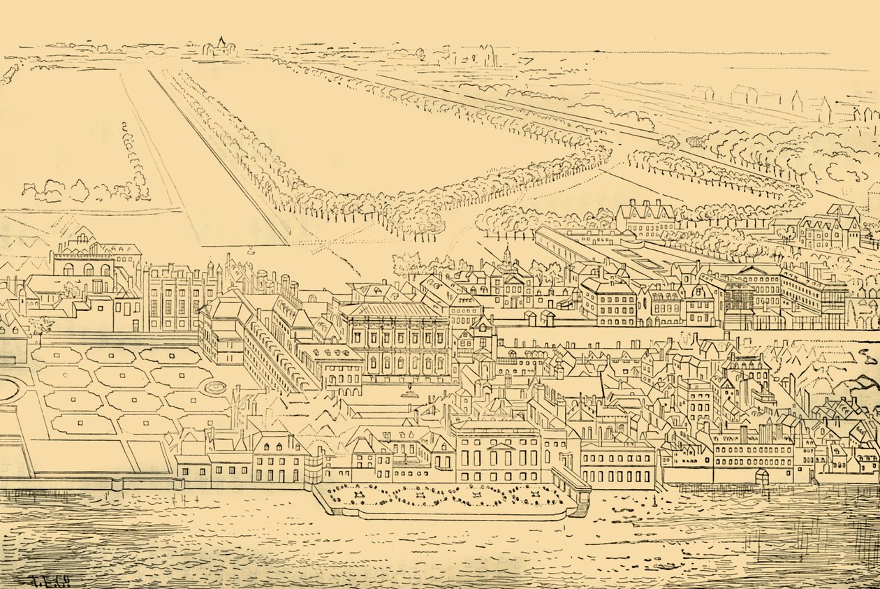 白厅，来自河，1881年。 作者 不明