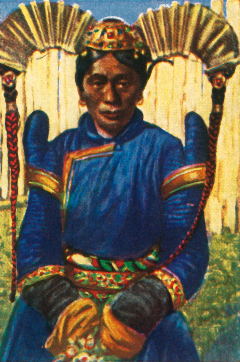 戴着传统头饰的女人，蒙古，c1928。 作者 不明