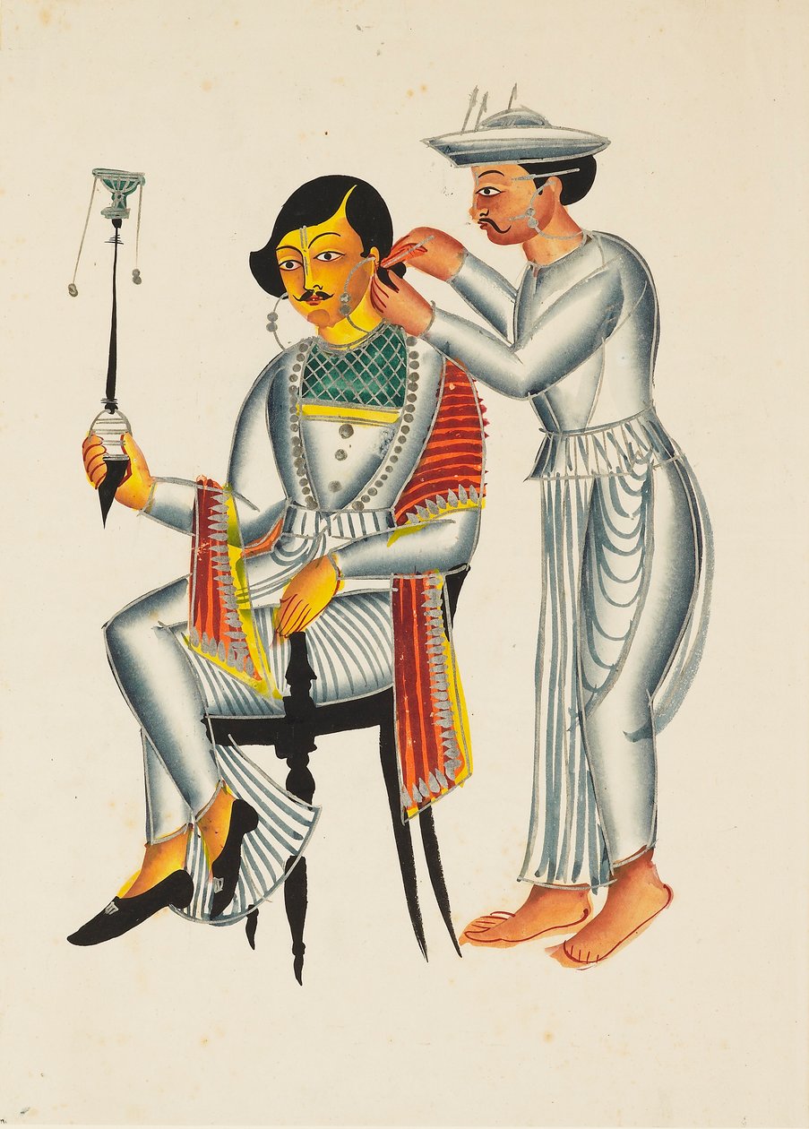 年轻的孟加拉人在打耳洞，约1845年 作者 不明