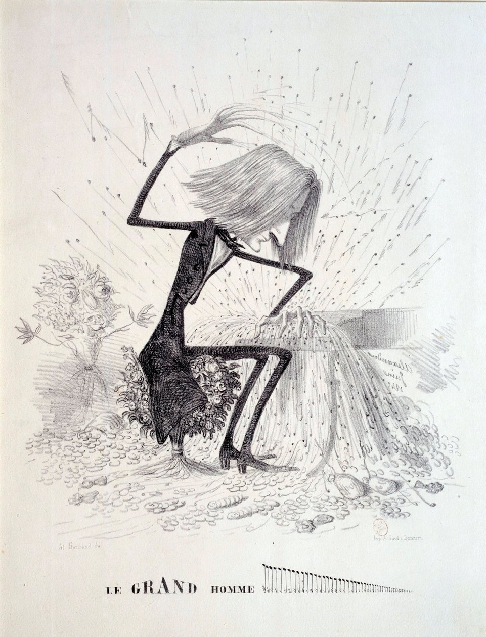 描绘作曲家弗朗茨·李斯特 (1811-1886) 的卡通片 作者 未知艺术家