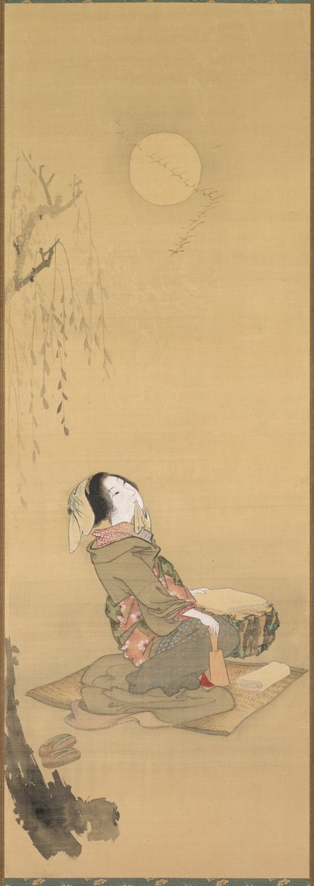 女子望月 作者 未知艺术家