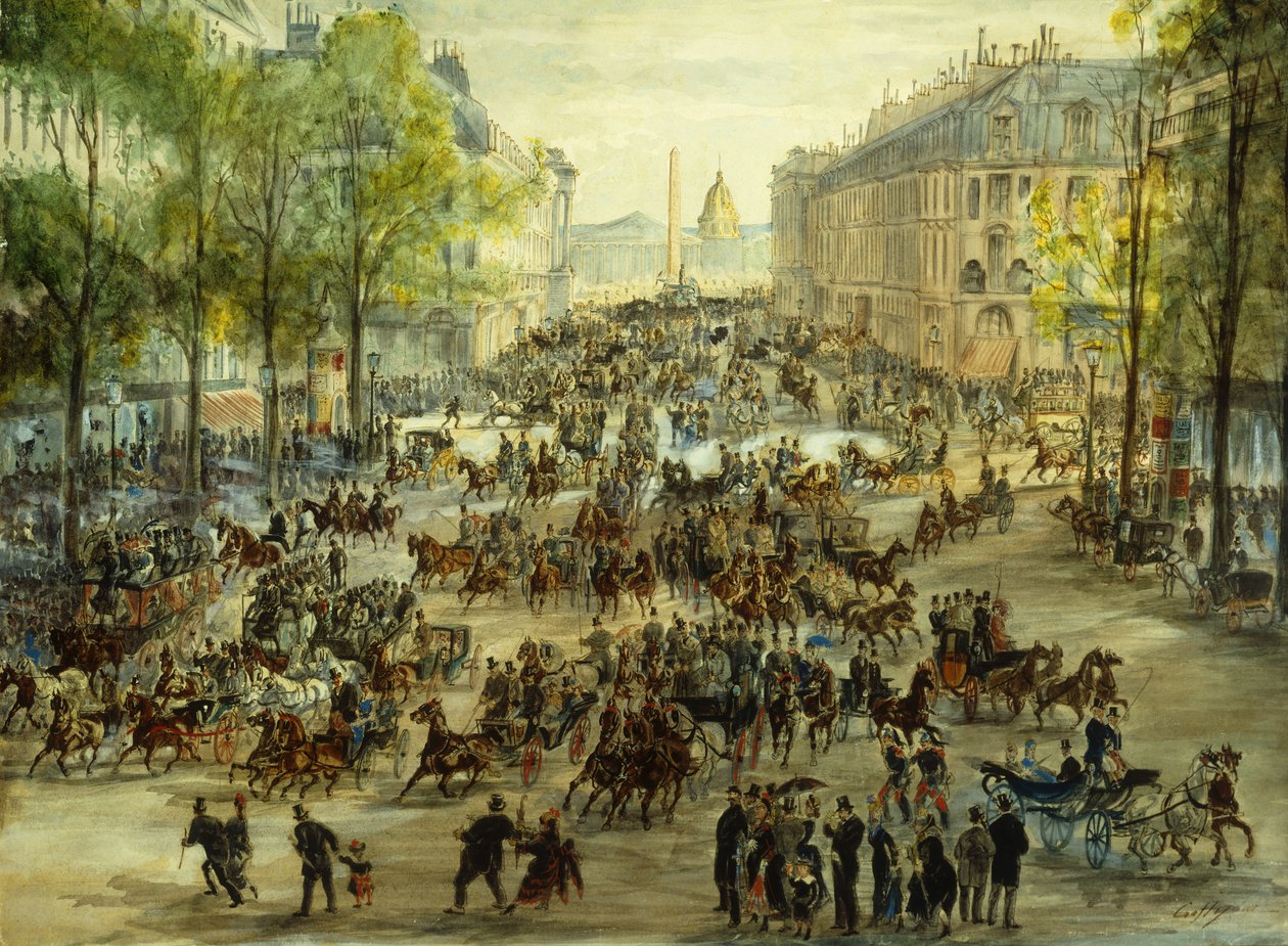繁忙的林荫大道，1877年 作者 维克多·格鲁兹（Victor Geruzez）