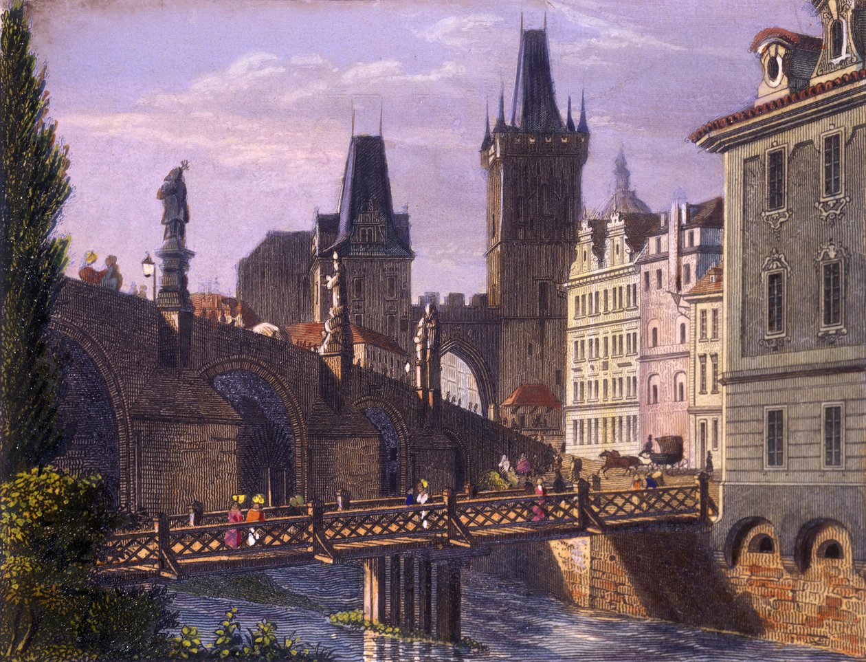 Little Quarter Bridge Towers，1847（彩钢雕刻） 作者 文森克·莫斯塔特（Vincenc Morstadt）