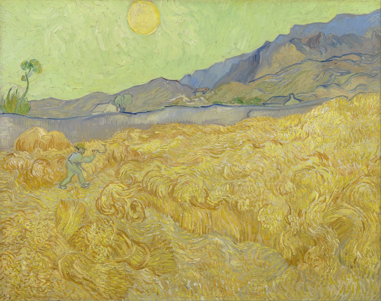 Wheatfield与收割机 作者 文森特·梵高