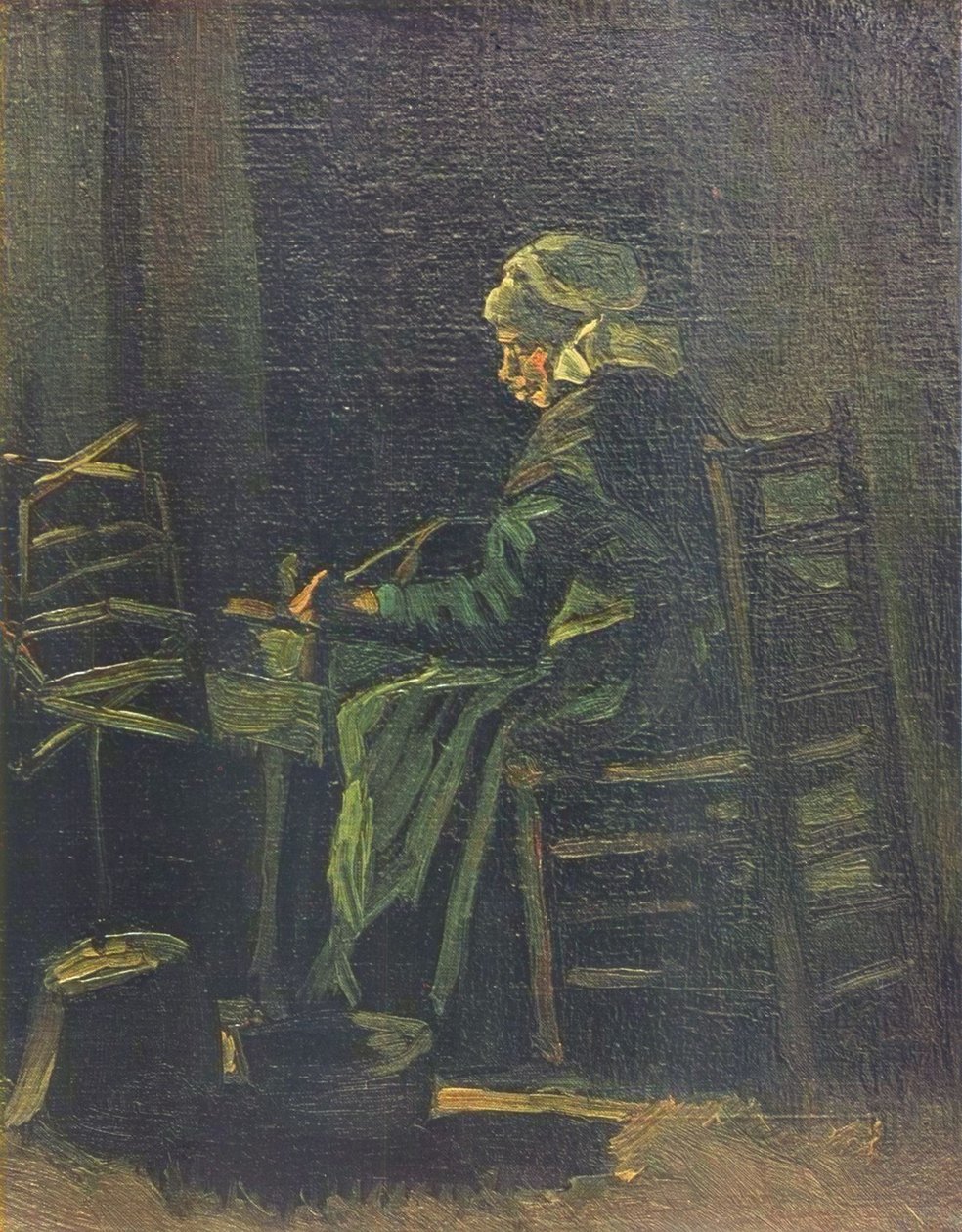 女人在纺车，1885年 作者 文森特·梵高