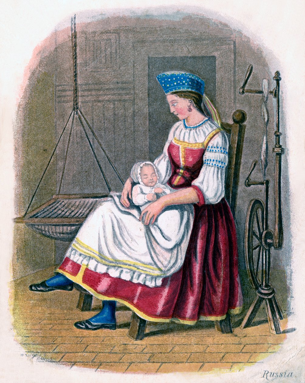 带婴儿的俄罗斯女人，1809年。 作者 狄克斯