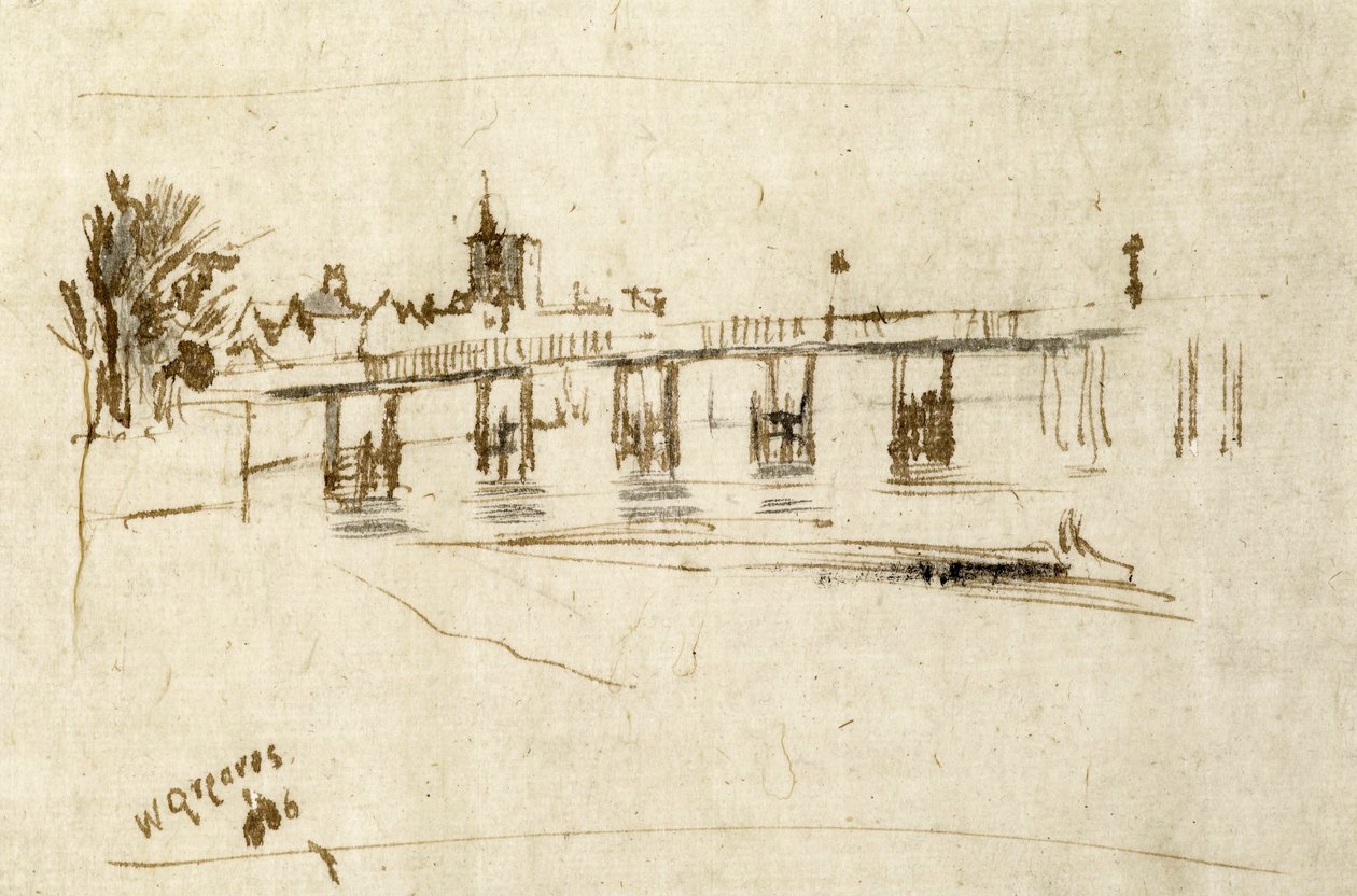 旧巴特西桥，1890年 作者 沃尔特·格雷夫斯