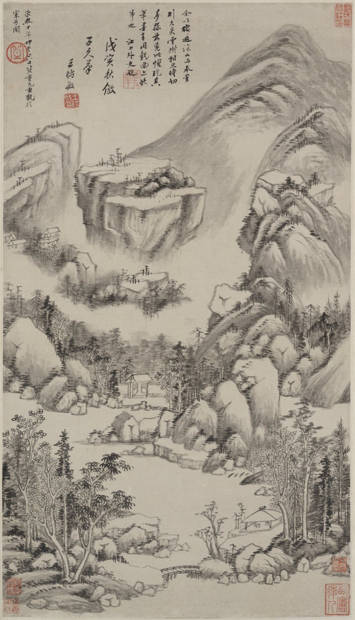 景观风格为黄公望，挂轴，1638年 作者 王世民