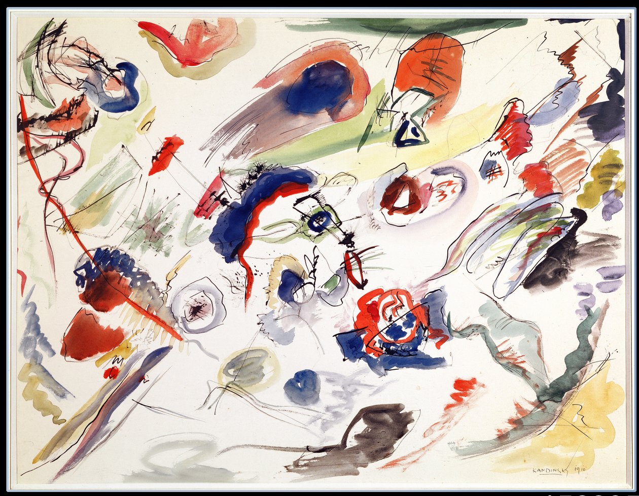 Untitled  -  First Abstraction，1910（笔，墨水和纸张上的wc） 作者 瓦西里·康定斯基