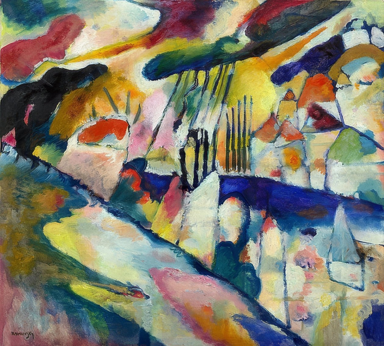 景观与雨。 1913年 作者 瓦西里·康定斯基