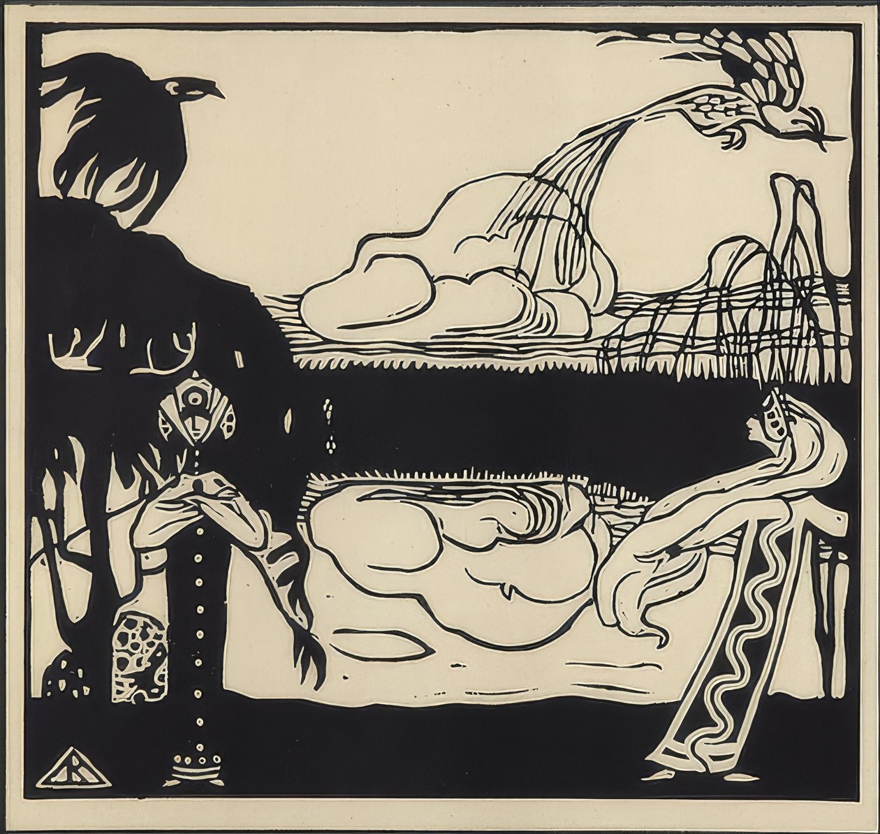 两只鸟。 1907年 作者 瓦西里·康定斯基