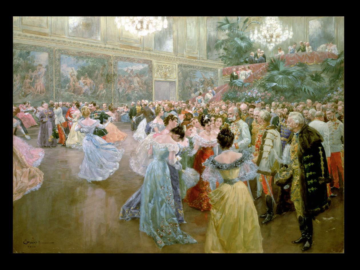 法院球在霍夫堡宫，1900年 作者 威廉·高斯（Wilhelm Gause）