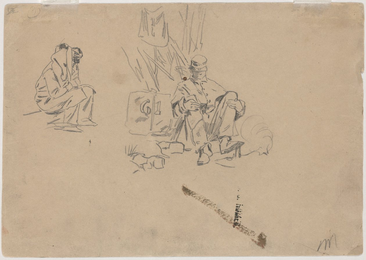 两个士兵在休息[背面] 作者 温斯洛·荷马