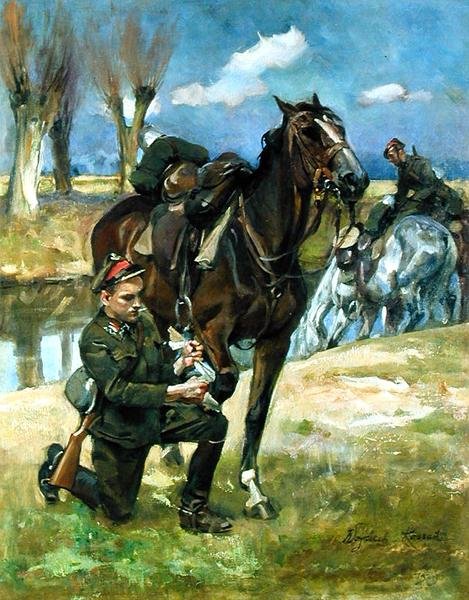 一个朋友的帮助 作者 Wojciech Kossak