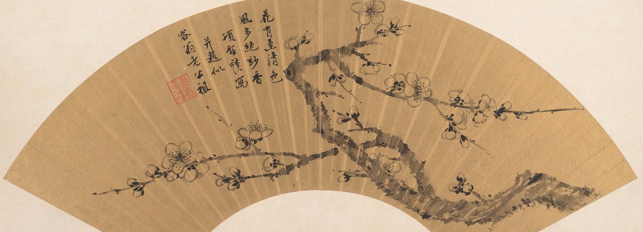开花的李子的枝条。 作者 向胜模