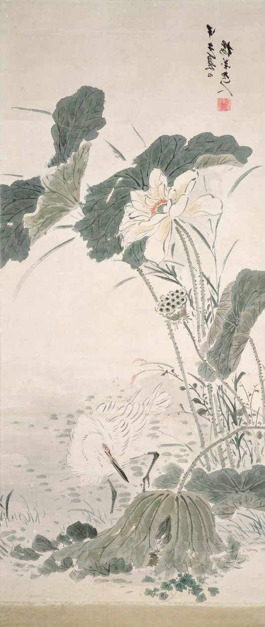 鹭和莲花 作者 山本白津