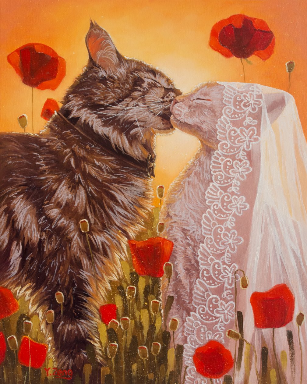 猫的婚礼，2023 年（布面油画） 作者 曾悦