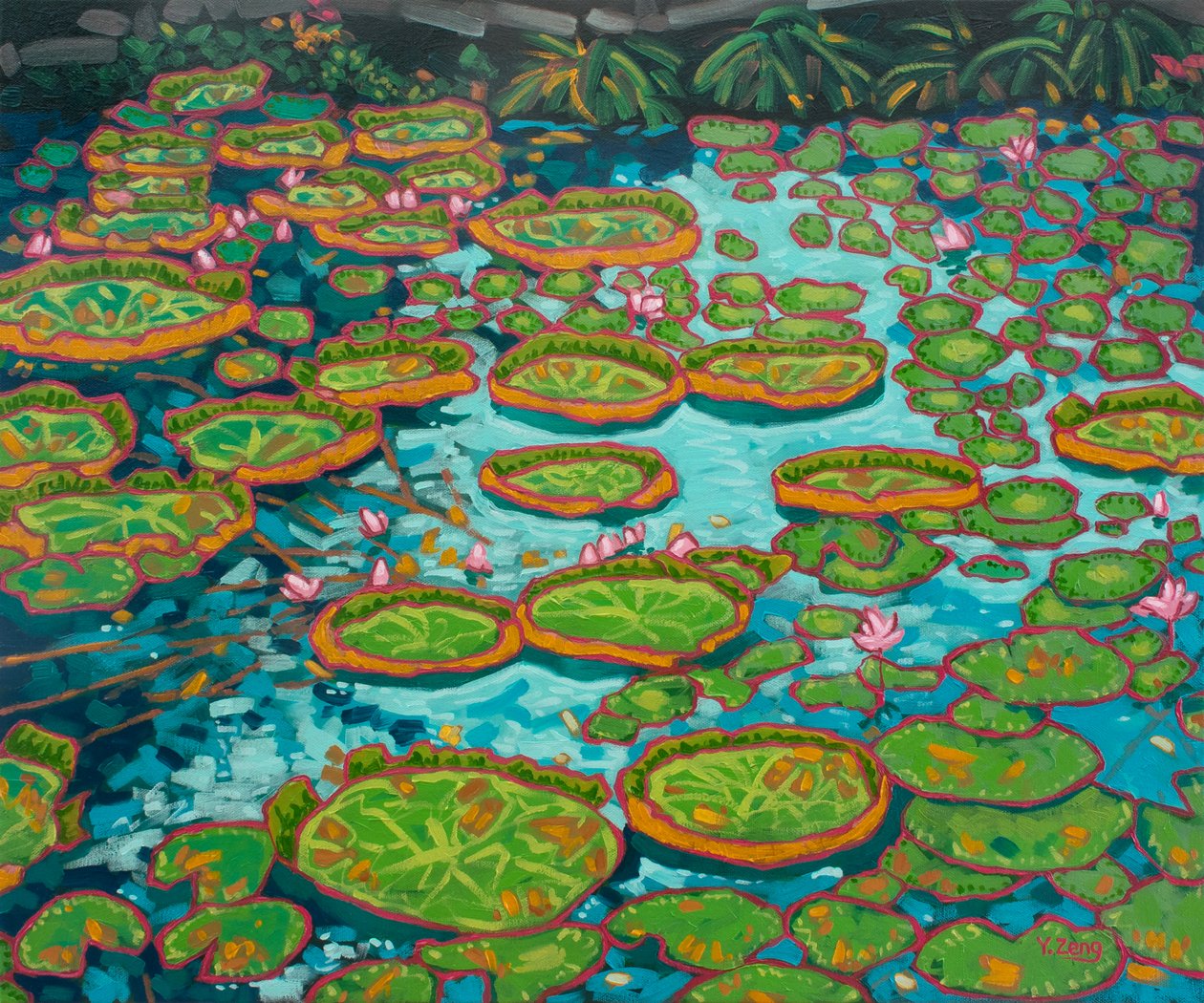 水莲池蓝色，2023 年（布面油画） 作者 曾悦