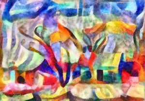 在花园里，2017年，（混合媒体）