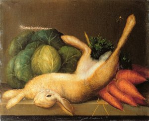 野兔的静物，c.1840