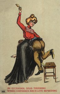 女人用鞋子殴打她的丈夫