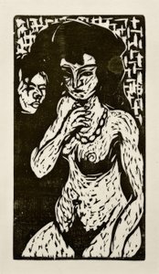 与自画像的女孩裸体
