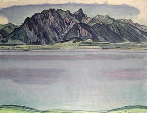 1910年与Stockhorn山脉的Thunersee