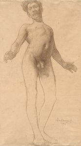 站立的男性裸体，1885年。