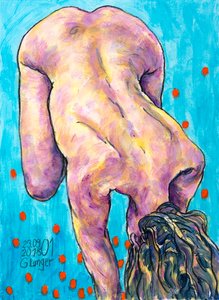 女性裸体，迷失在太空