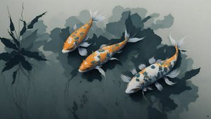 水墨画：锦鲤_02