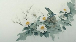 水墨画：绿菊_02
