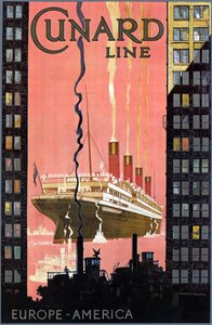 Cunard Line欧洲 - 美国海报，美国，c。 1900