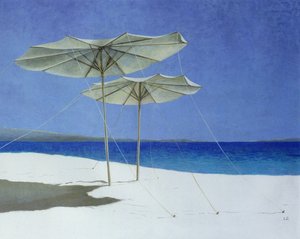 遮阳伞，希腊，1995年（纸上丙烯酸）