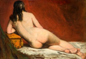躺着的女人的裸体研究，1849年。