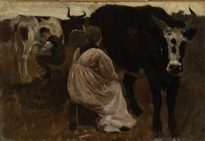 挤奶，1875年