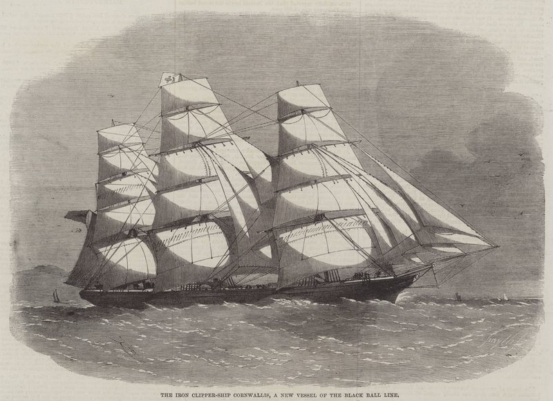 Iron Clipper-Ship Cornwallis，黑球线的新船 作者 埃德温·威登