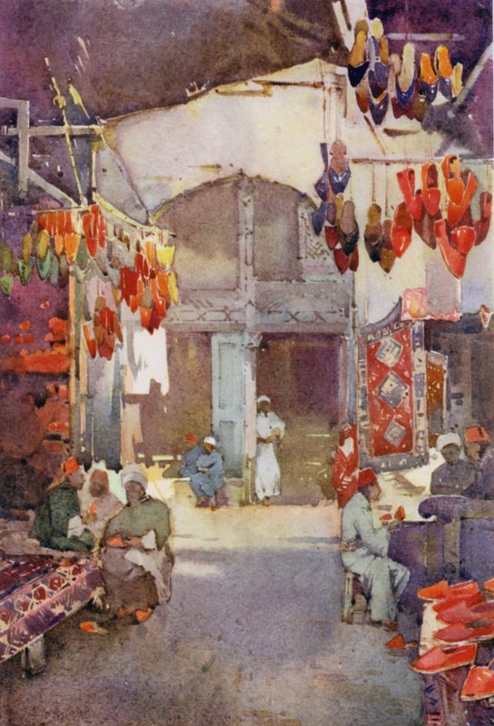 开罗鞋业集市（彩色石版画） 作者 艾拉·杜甘蔗