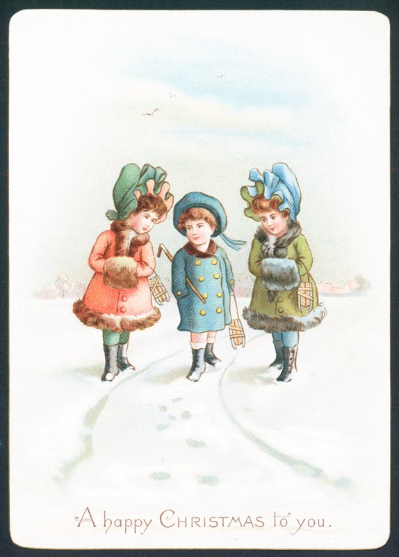 走在雪，圣诞卡的女孩 作者 英语学校