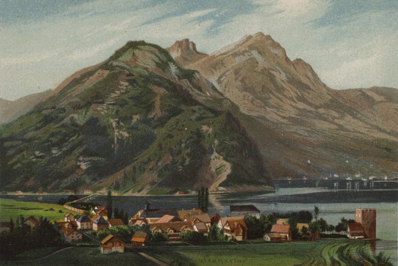 Lake Lucerne: Stansstad (colour litho) 作者 欧洲学校