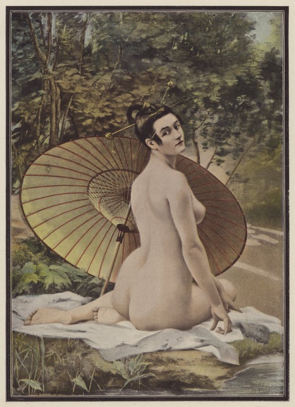 艺伎在洗澡（彩色石版画） 作者 法语学校