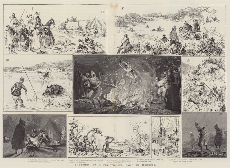 在摩洛哥的猪粘贴营地的草图 作者 加布里埃尔·尼科莱特（Gabriel Nicolet）