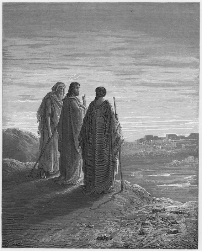 古斯塔夫多尔圣经：耶稣和门徒去见以马us斯 作者 古斯塔夫·多尔（Gustave Dore）