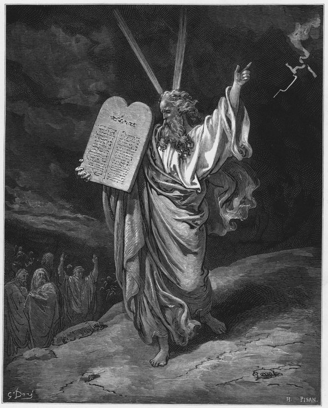 古斯塔夫多尔圣经：摩西从西奈山下来 作者 古斯塔夫·多尔（Gustave Dore）