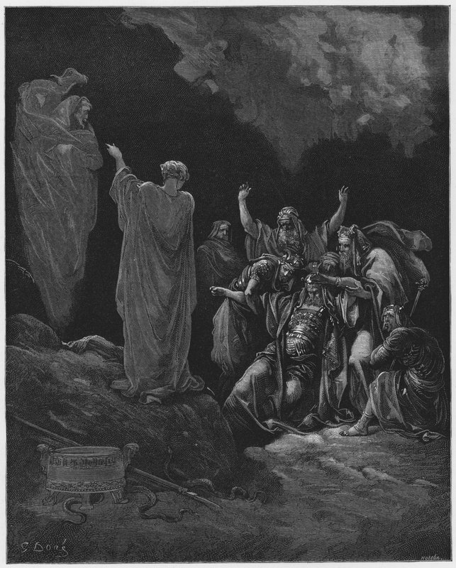 古斯塔夫多尔圣经：扫罗和恩多的女巫 作者 古斯塔夫·多尔（Gustave Dore）