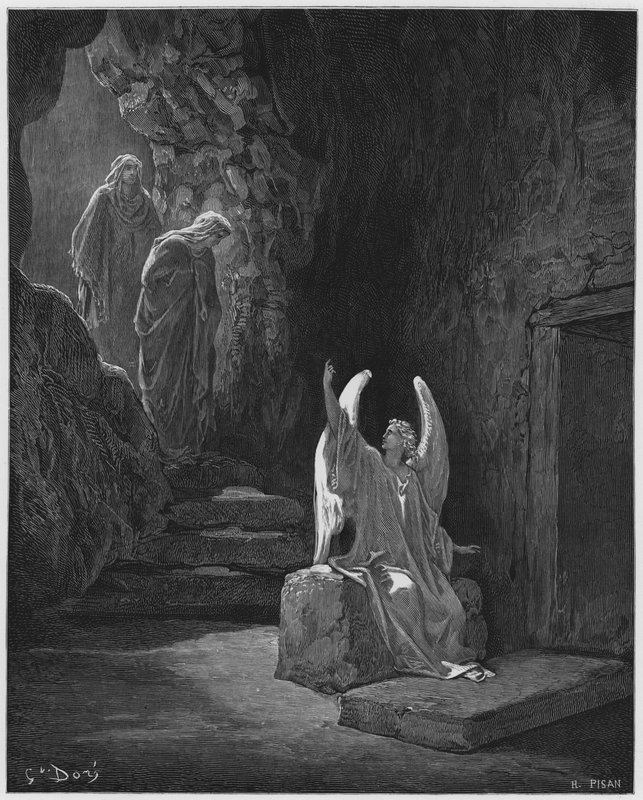 古斯塔夫多尔圣经：坟墓门口的天使 作者 古斯塔夫·多尔（Gustave Dore）