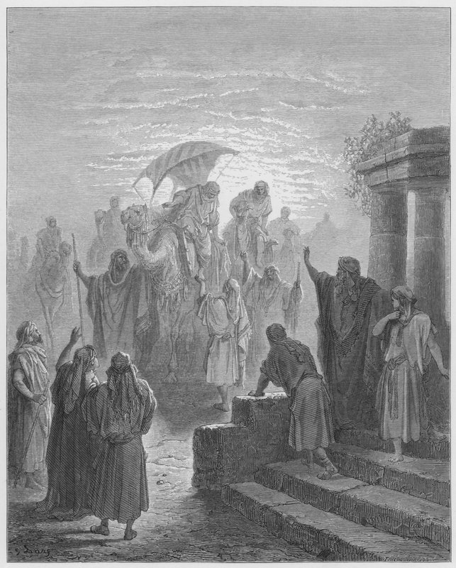 古斯塔夫多尔圣经：以撒和利百加的会面 作者 古斯塔夫·多尔（Gustave Dore）